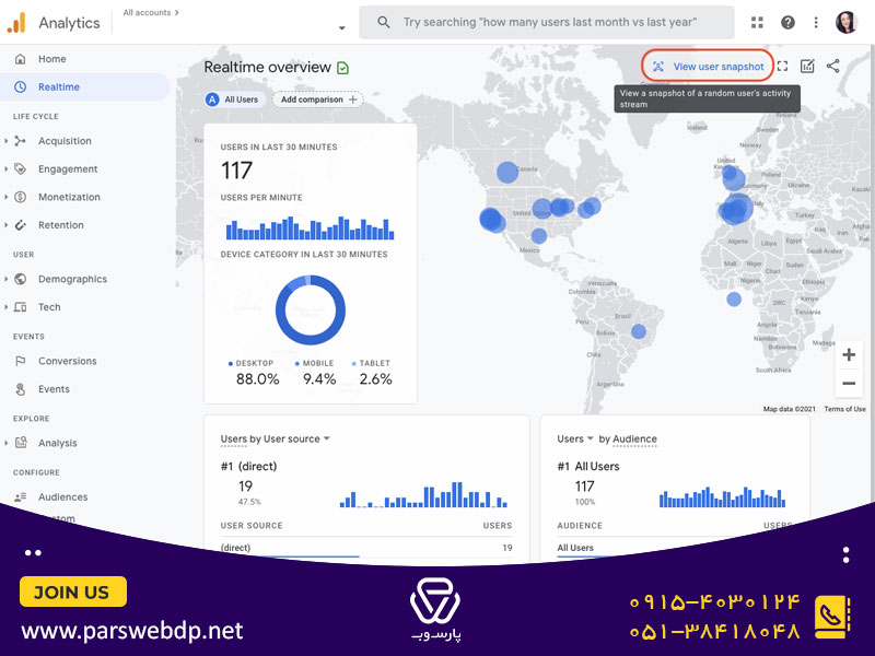 آشنایی با بخش realtime در آنالیتیکس Ga4