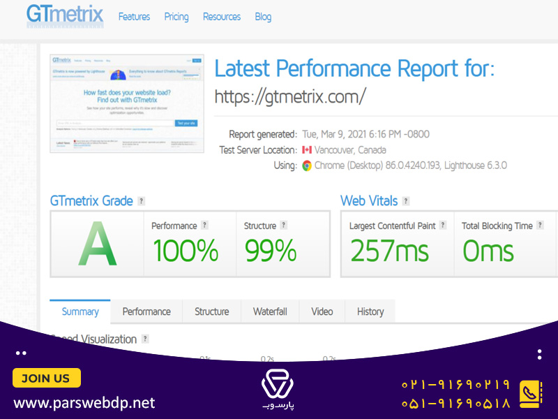 آنالیز سرعت سایت در gtmetrix