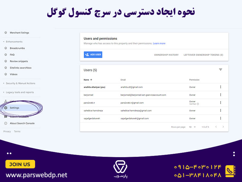 نحوه ایجاد دسترسی در سرچ کنسول گوگل به چه صورت است؟