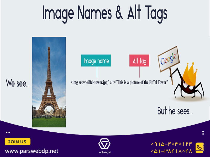 ساختار تگ Alt تصاویر