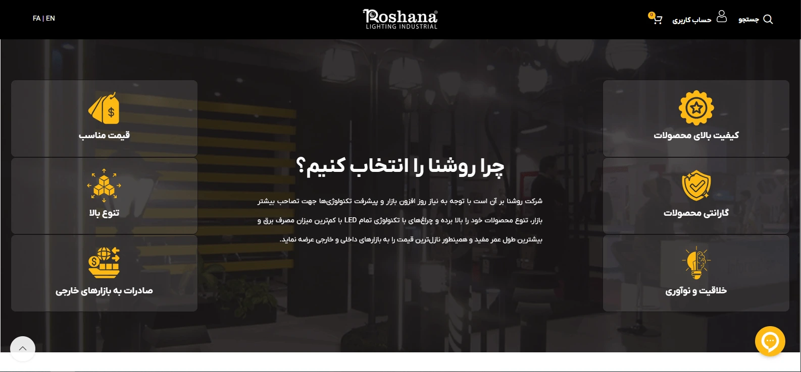 سکشن صفحه اصلی سایت روشنا